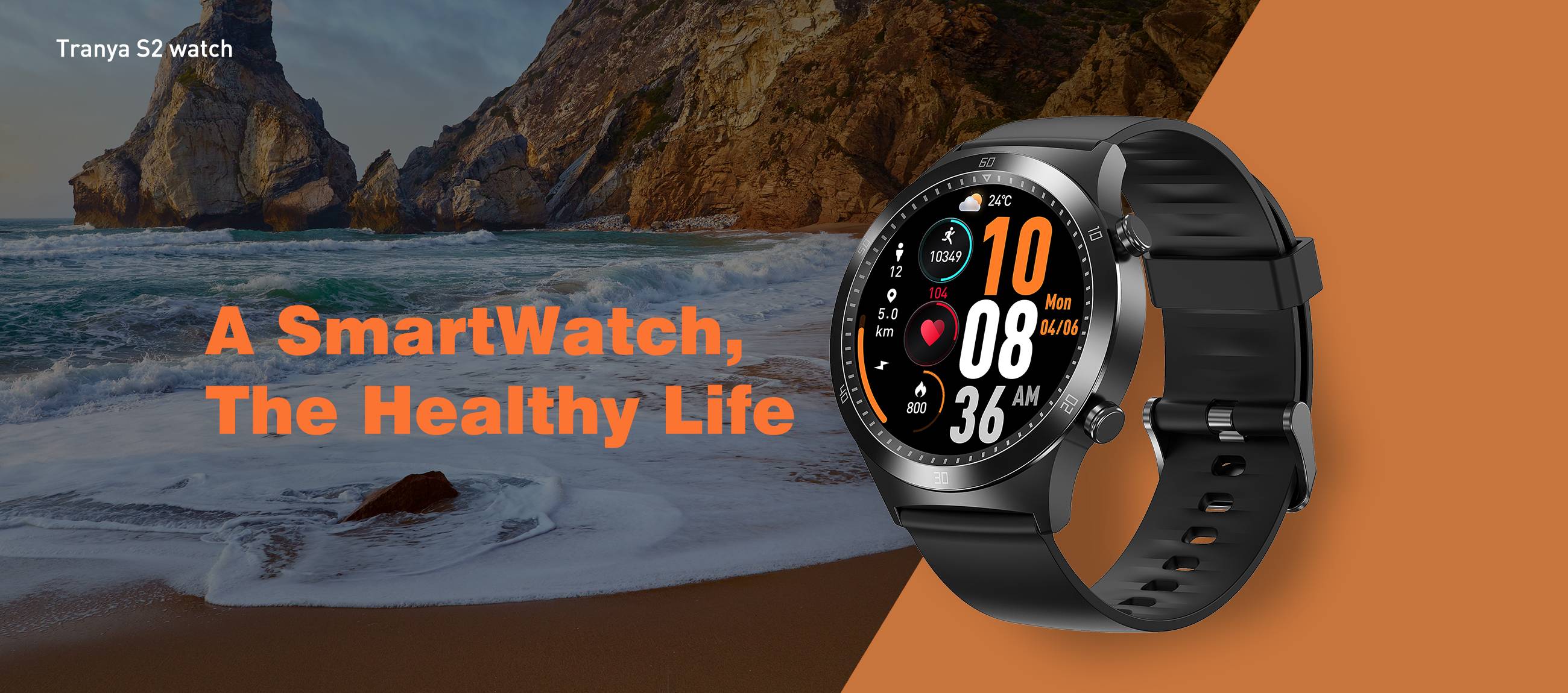 Tranya S2 Waterproof Bluetooth Touch Sports Smartwatch