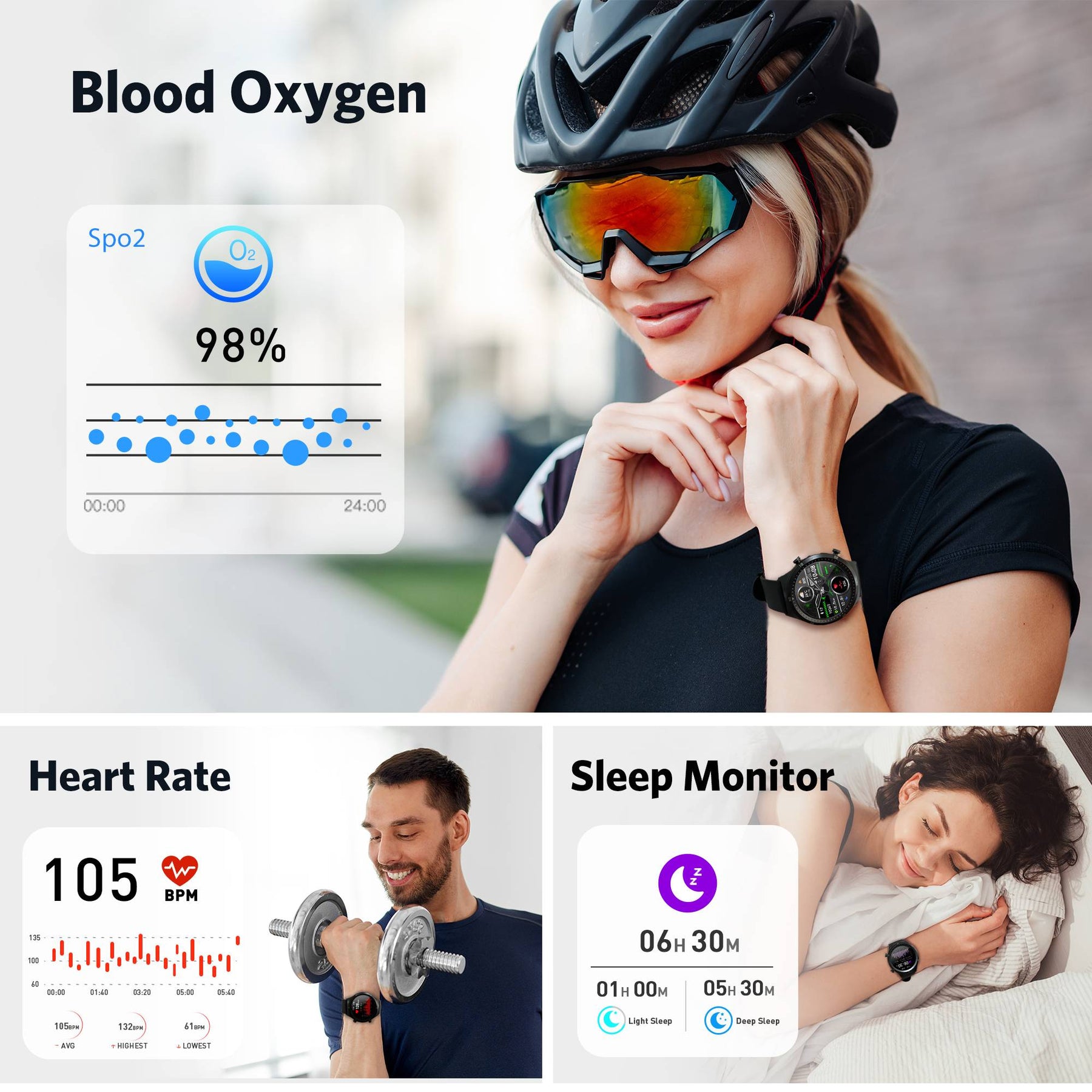 Tranya S2®25 Unique Sports Modes Monitoring Heart Rate,Sleep and Blood  Oxygen