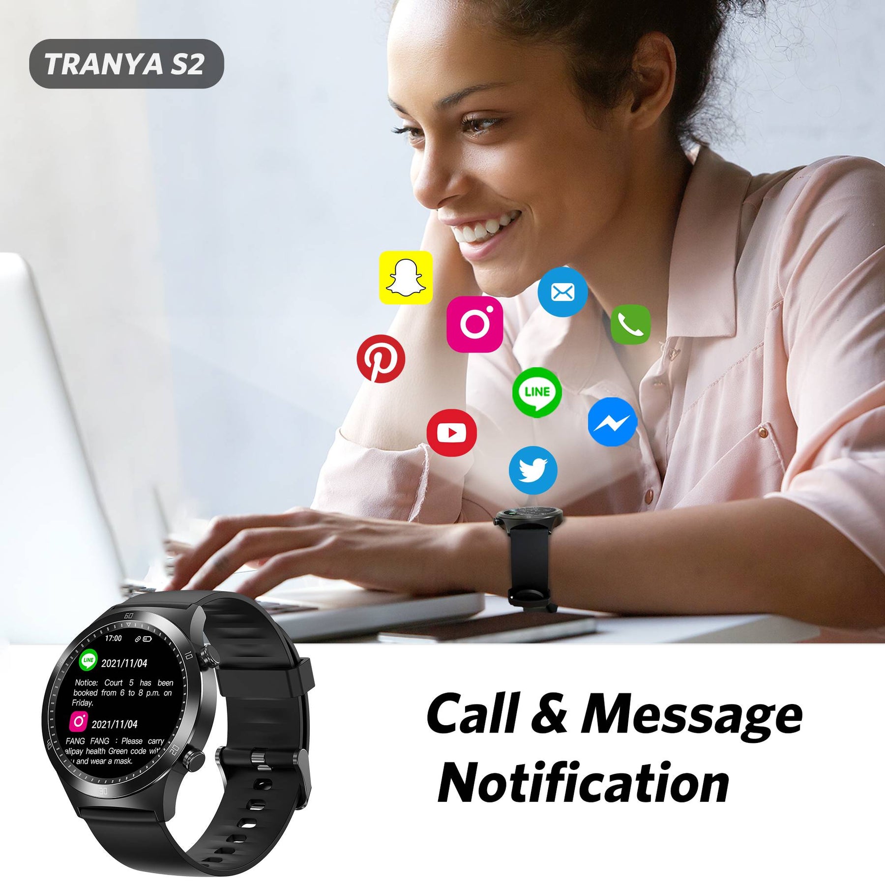 Tranya S2®25 Unique Sports Modes Monitoring Heart Rate,Sleep and Blood  Oxygen